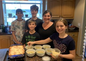Windermom, Marissa Evans and Family cooking  dinner, Windermoms Quarantine Activities