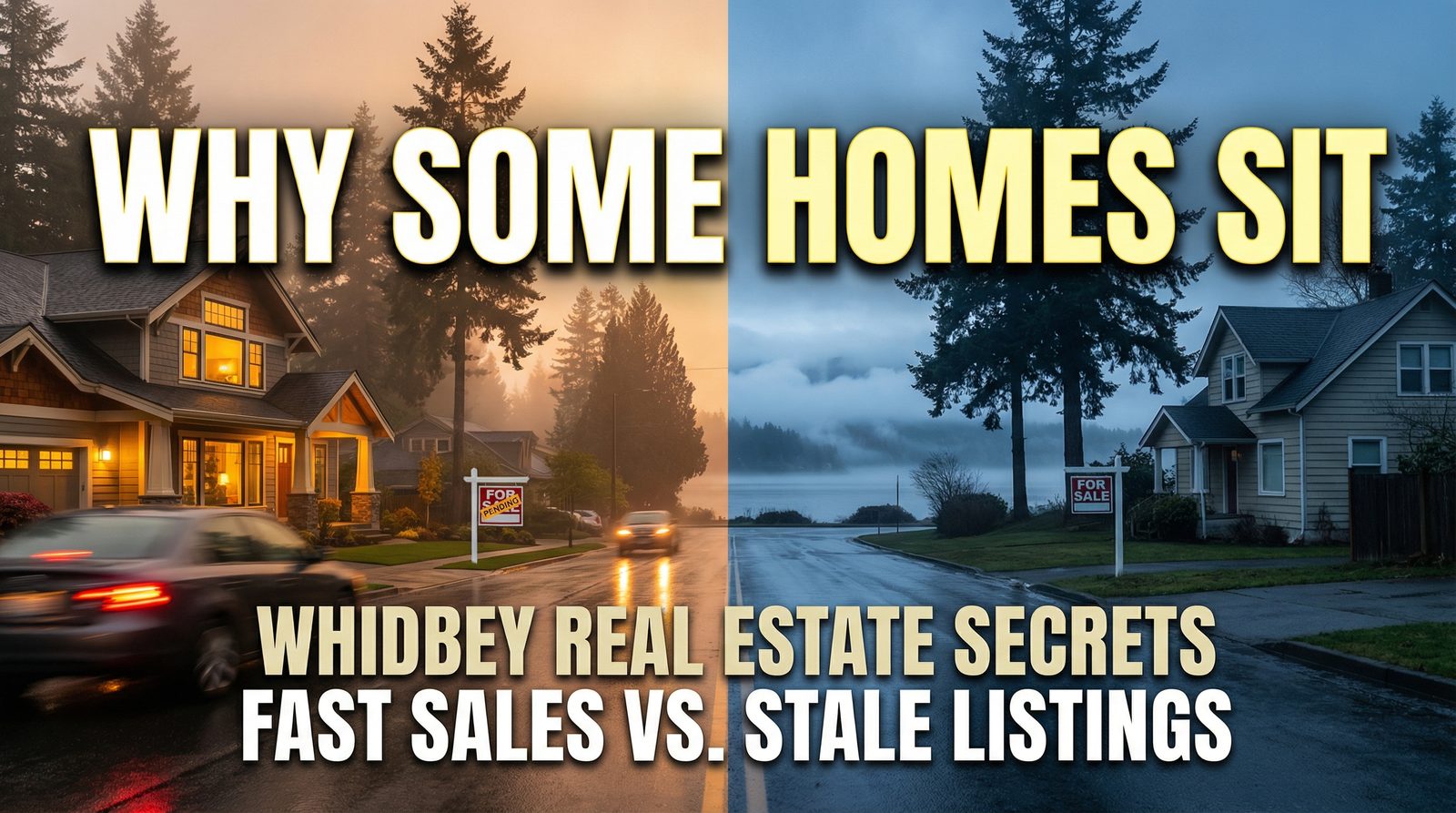 Cinematic Whidbey real estate market image showing why some homes sell fast while others sit