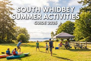 Bright premium summer activity guide thumbnail for South Whidbey Summer 2026 Activities with family-friendly local recreation energy