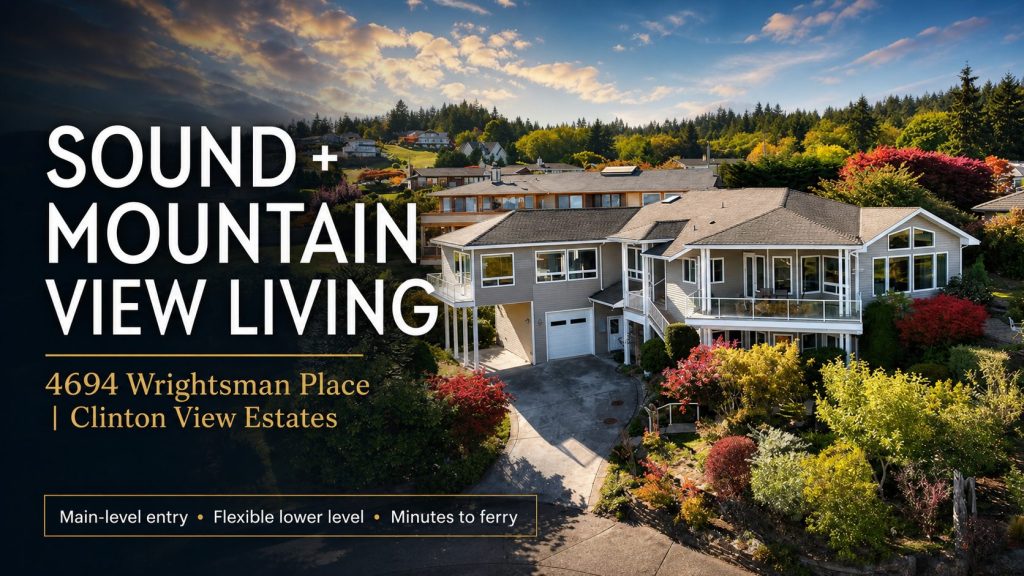 Editorial hero image for 4694 Wrightsman Place highlighting Sound and mountain view living in Clinton View Estates