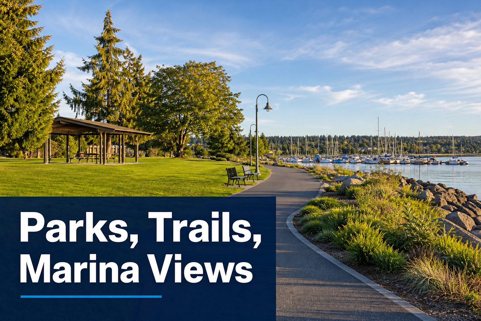 Windjammer Park and Oak Harbor waterfront open space near the marina