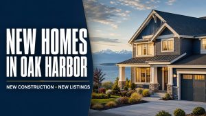 New home in Oak Harbor with coastal water and distant mountains