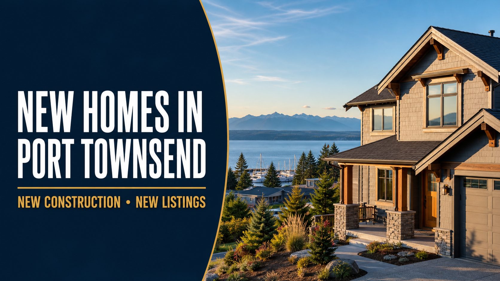 New home in the Port Townsend area overlooking coastal water and distant mountains