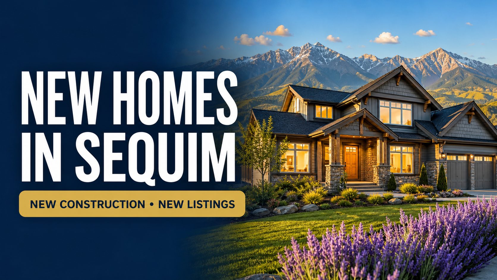 New homes in the Sequim area with the Olympic Mountains in the distance